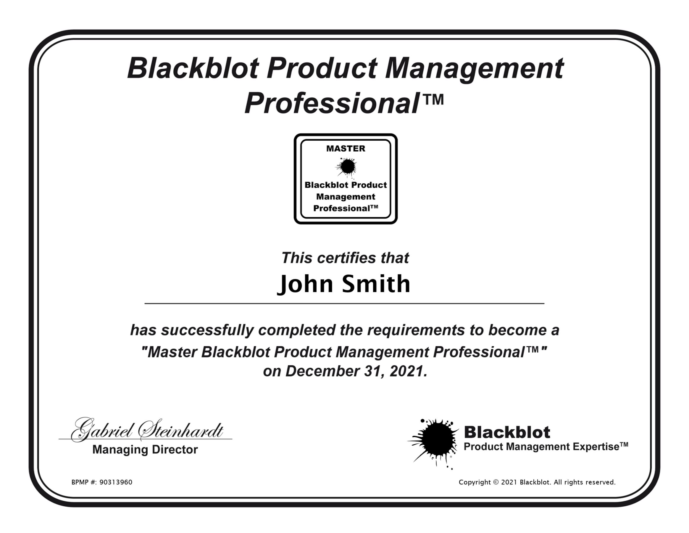 Master Blackblot Product Management Professional™ (Master BPMP)